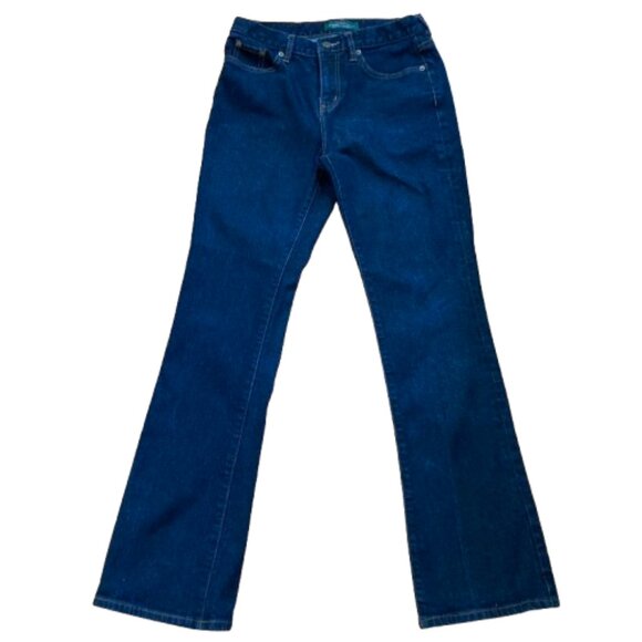 Lauren Ralph Lauren Classic Bootcut Jeans Midrise Zipper 5 Pocket Dark Wash sz 2 - Picture 1 of 13
